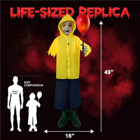 Halloween Decorations Outdoor - 4 Ft Life Size Animated Animatronics Prop - Picture 2 of 7